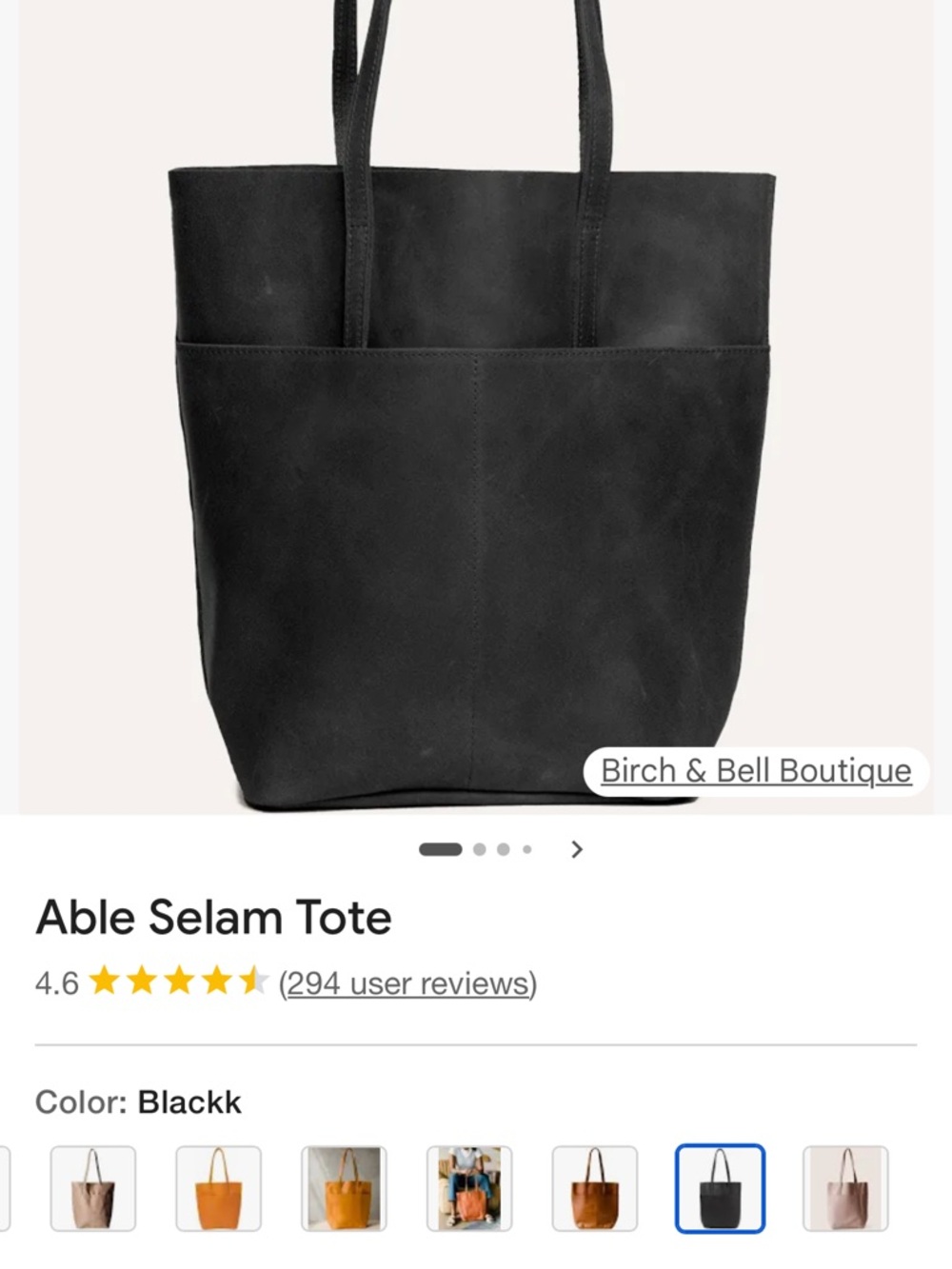 Able Selam Tote - Black Leather Shoulder Tote
